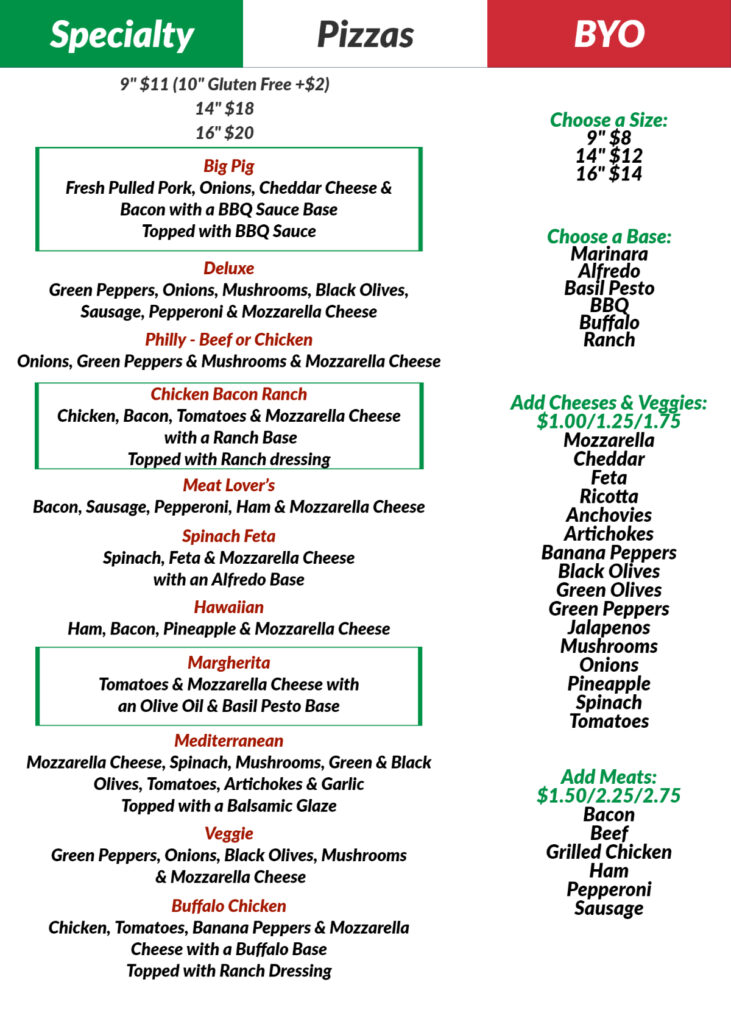 Menu – Pizano's Pizza and Sauce Lounge